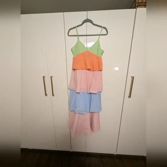Colour Block Pastel Tiered Maxi Dress - Picture 8 of 8